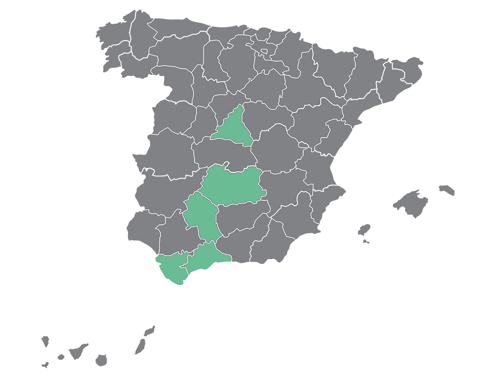 Imagen con mapa de España señalando en verde las provincias donde se ha llevado a cabo este proyecto