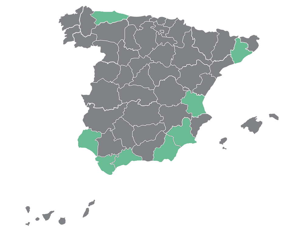 Imagen con mapa de España señalando en verde las provincias donde se ha llevado a cabo este proyecto