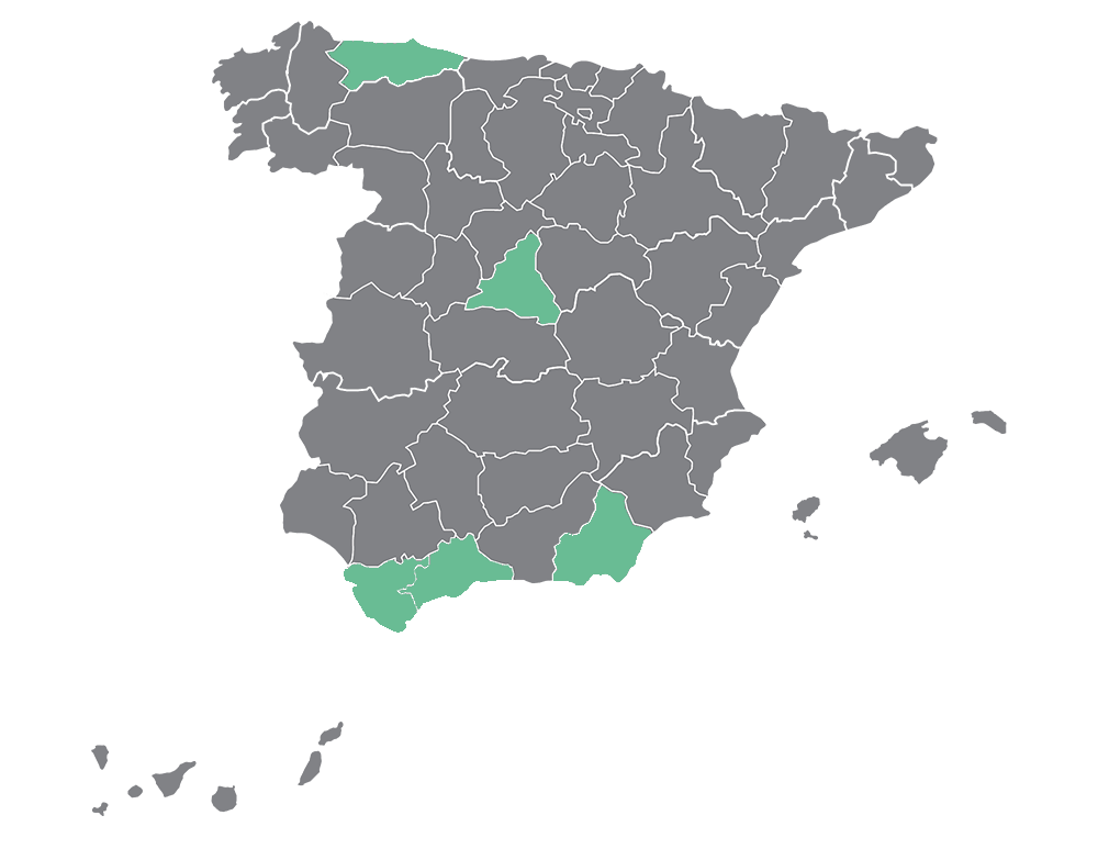 Imagen con mapa de España señalando en verde las provincias donde se ha llevado a cabo este proyecto