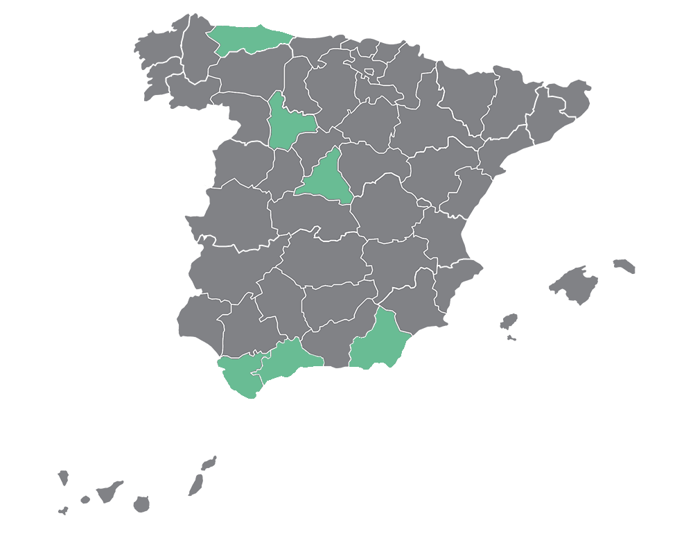 Imagen con mapa de España señalando en verde las provincias donde se ha llevado a cabo este proyecto